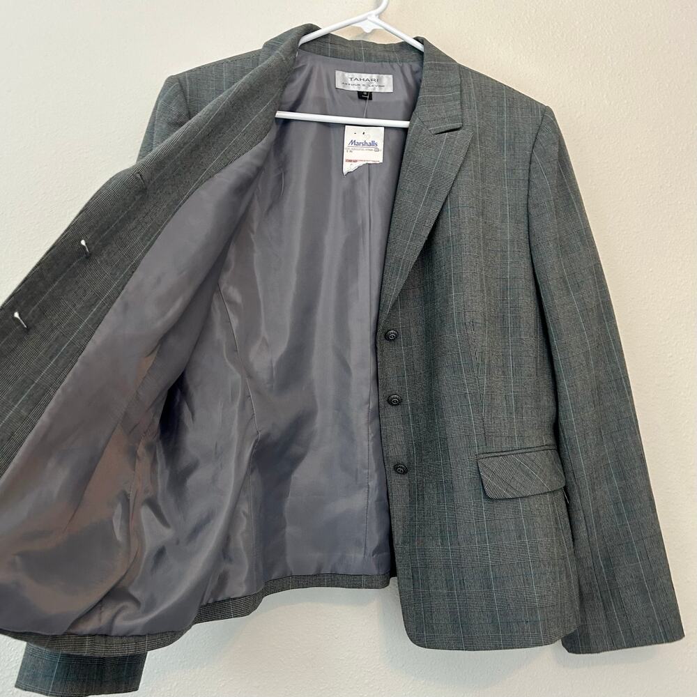 New Tahari Arthur S. Levine Gray Plaid Blazer plus 18 tailored Career Jacket - Picture 9 of 12